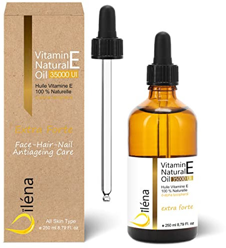 Aceite con Vitamina E. Solución Antiedad Extrafuerte. d-Alpha Tocoferil 100% natural sin OMG. Para el Cuidado de la Piel, Cabello y Uñas 250 ml