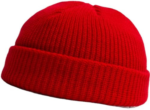 Faringoto Skull Hat for Men Docker Hat Knit Cap Mens Beanie Cap Red