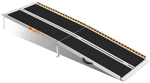 TaiH Leo 7 Feet Wheelchair Ramp, Non-Slip Aluminum Folded Handicap Ramp with Support Legs, Safer Door Threshold Wheelchair Ramps for Home, Wheel Chair Ramp for Home Steps, Stairs, Entry, Doorways