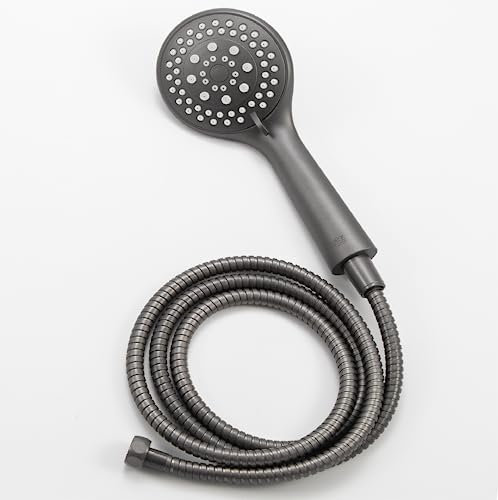 INEX EUROPA - Soffione doccia AL SS 88088 GRY con tubo da 175 cm in acciaio inox e 5 modalità di massaggio