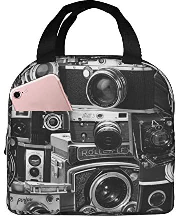 XVBCDFG Bolsa de almuerzo de colección de cámara fresca retro, bolsa de almuerzo de aislamiento térmico grueso de papel de aluminio portátil bolsa de almacen