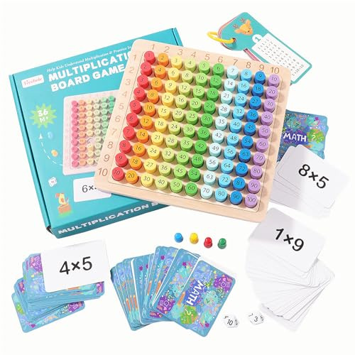 Montessori Multiplikationsbrett, Multiplikationstafel Holz,Einmaleins Brett | Multiplikationstabelle Kinder, 1x1 Lernen Spiel für Mathematische Manipulationen Kinderzählspielzeug(C)