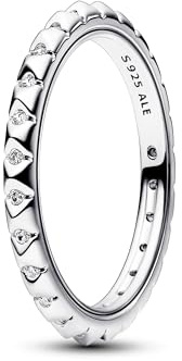PANDORA ME Anello Pyramids in argento Sterling con borchie e zirconi cubici trasparenti, 54