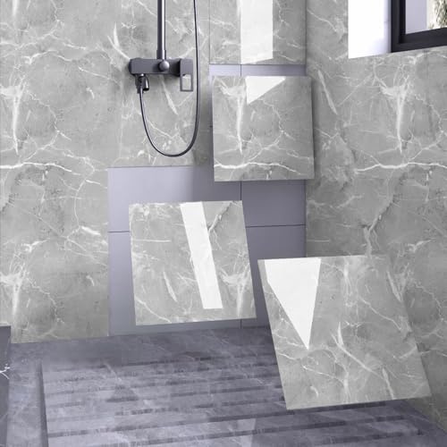 Chejiaye Lot de 10 panneaux muraux de douche à décoller et à coller, panneaux muraux en marbre pour décoration intérieure, carrelage de dosseret pour cuisine, douche, salle de bains, salon 30 x 30 cm