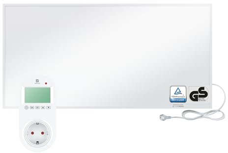 BR Bringer Infrarotheizung 1200 Watt - mit Steck-Thermostat - Infrarot Elektroheizung Energiesparend - 5 Jahre Garantie, TÜV GS - Deutsche Qualitätsmarke (weiß)
