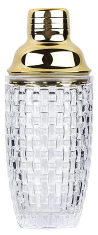 Qezodsx 13Oz Glass Cocktail Shaker Set - Glass Shaker for Cocktails, Drink Shakers Cocktail and Cocktail Shakers Gold Easy Install