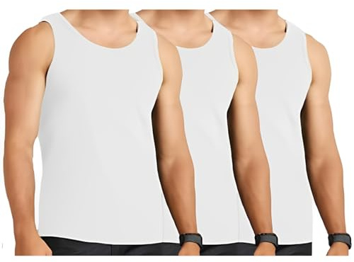 Molten Creek® 6X Pack Mens Vests Classic Sports 100% Cotton Tank Tops Summer Training Gym Sports Sleeveless Casual Undershirts S-2XL (UK, Alpha, L, Regular, Regular, White)