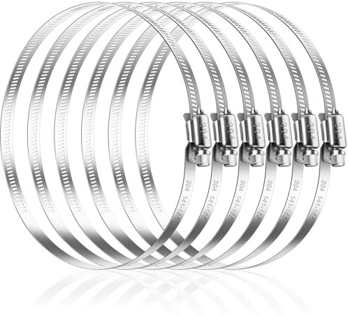 Caianwin 6 fascette stringitubo di grandi dimensioni, 141-165 mm, regolabili, in acciaio inox 304, per automotive, meccaniche, agricoltura