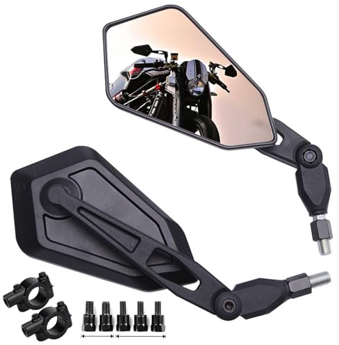 KEEPDSGN Specchietti Retrovisori Moto Omologati, 7/8 22 mm Specchietto Pieghevole Moto, Specchietto Laterale M8 M10 Compatibile per Yamaha Suzuki Kawasaki MT09 MT07 Touring Street Bike Custom