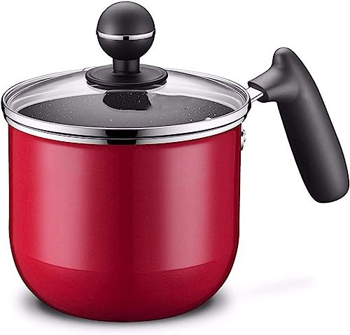LEIXIUSM Milk Pan,Cooking pots,Milk Pan Maifan Stone Non-Stick Household Multi-Function with Glass Cover Diameter 14cm Boiled Milk and Porridge