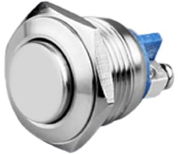19mm Metal Button Switch Self Reset Inching Switch Screw Foot Door Forbidden Doorbell Horn Elevator EKFBQBGW(Plane)