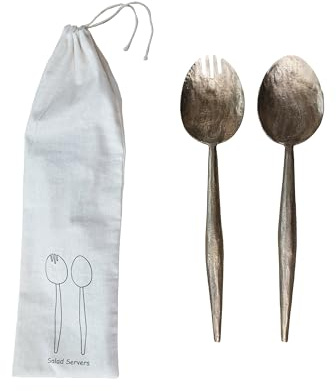 Creative Co-Op Forged Salad Server Set, Electroplated Finish, Medium, Antique Gold
