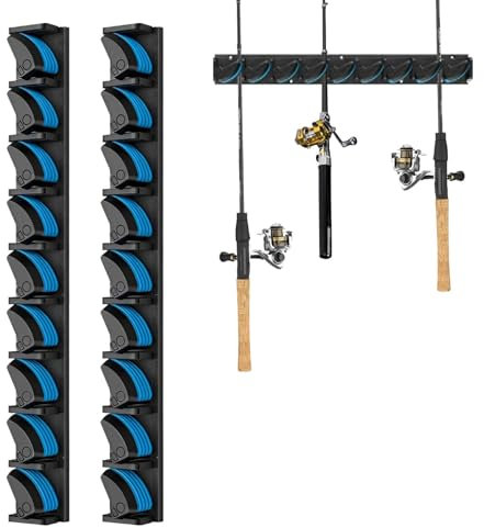 Angelrutenhalter – Angelrutenhalter, Angelrutenhalterung | 2 Stück Wand-Angelruten-Organizer, Vertikaler Angelrutenhalter, Fasst Bis Zu 18 Ruten Oder Combos Für Die Garage. Passend Für Ruten Mit Einem