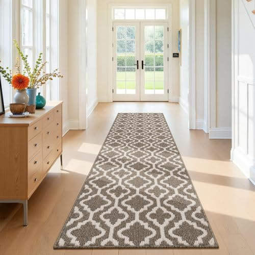 SHACOS Läufer Teppich 60x240 cm Läufer Flur rutschfest Teppichläufer Waschbar Flurläufer Lang Flur Läufer Teppich für Küche, Eingang, Esszimmer, Braun