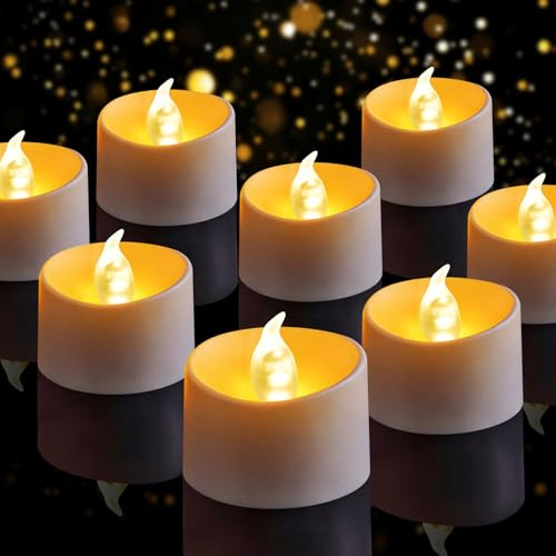 50 Stück LED Teelichter Flammenlose Kerzen Batteriebetrieben Elfenbeinfarbe | Realistischem Flackereffekt, 200+ Stunden Laufzeit, für Ostern, Weihnachten,Hochzeit, Party,Tisch & Wohndekoration
