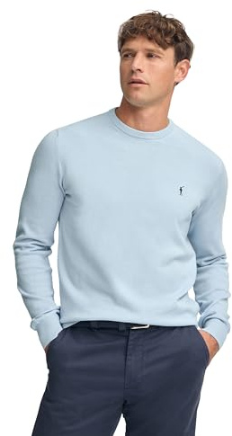 Polo Club Jersey Básico con Cuello Redondo Hombre - Suéter 100% Algodón con Logo Bordado