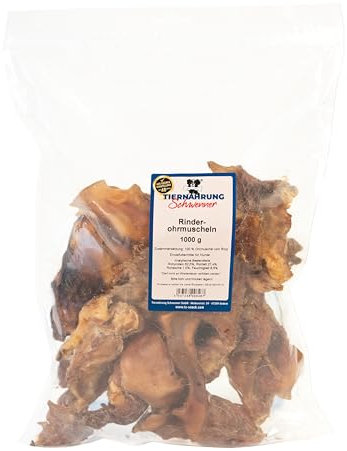 Tiernahrung Schwenner Rinderohrmuscheln getrocknet - Hundeleckerli - Kauknochen und Zahnpflege Hund – 1 kg Hunde Kauartikel