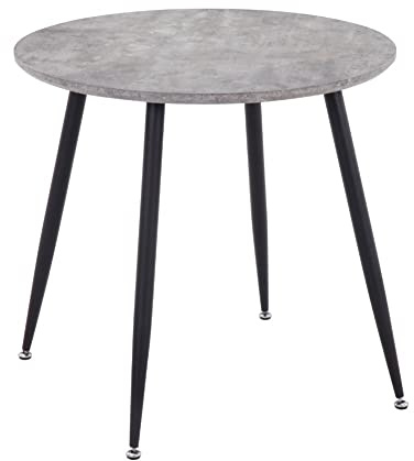 GOLDFAN Small Round Dining Table 80cm Industrial Style Wooden Kitchen Table Grey with Sturdy Metal Legs Modern Dining Room Table for 2-4 People (112-Grey, 80cm*80cm)