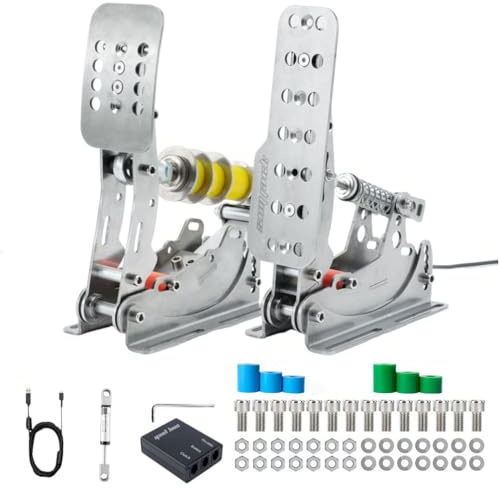 Simjack UT Sim Racing Pedals with 200KG Load Cell Sensor Professional iRacing Simulation Load Sensing Brake Pedal Adjustable Elastomer Dampers USB Connect to PC (UT-P2-H1)