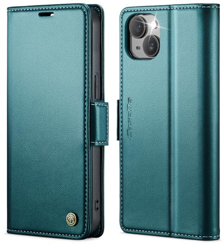 Rerzoiro Handyhülle für iPhone 12/12 Pro Hülle, Premium PU Lederhülle Klappbar Flip Case [RFID Blocker] Tasche Magnet Kartenfach Klapphülle Schutzhülle für iPhone 12/ iPhone12 Pro, Türkis