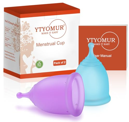 YTYOMUR Coppette mestruali, periodo tazza, Confezione da 2 (Confezione da 2 Grandi)