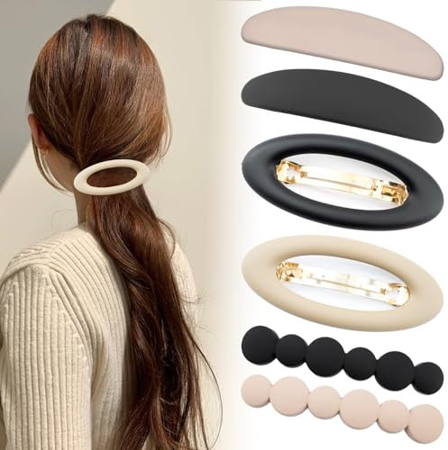 ZOCONE 6 Stück Ellipse Haarspangen Damen Flat Claw Clip Französische Haarspange Automatische Haarspangen Vintage Haarspangen Damen Dünnes Haar