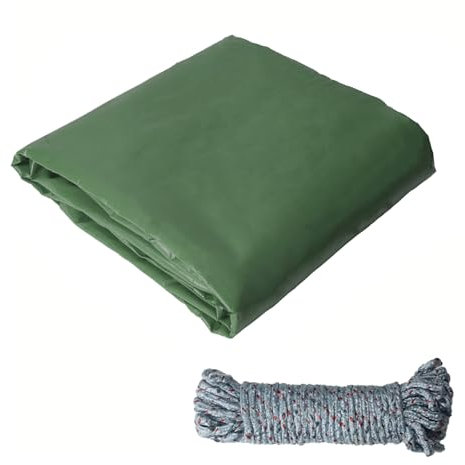 COEWUR Telone 3 x 3 m Telo Verde Impermeabile con Occhielli 420 g/m² Anti UV Telone Copertura Include 10 Metri di Corda per Piscina Trampolino Gazebo Mobili da Giardino