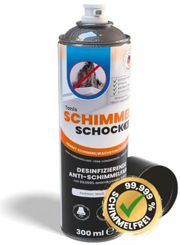 Tonis SCHIMMELSCHOCK 5.1 Anti-Schimmel-Farbe mit 99,999% antimikrobieller Wirkung | Sprühfarbe für ca. 1,5 m², wissenschaftlich nachgewiesene Sofortwirkung | Effektiv und zuverlässig
