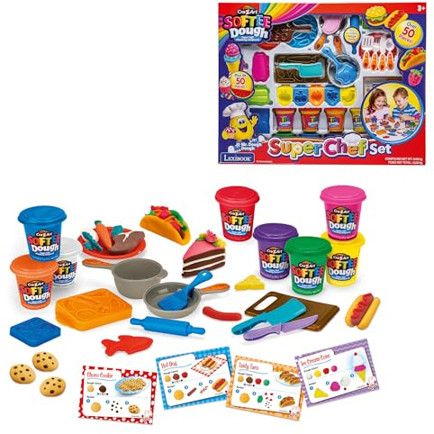 LEXIBOOK, Set de Plastilina Super Chef, CRDOUGH16 | Set de plastilina suave y maleable
