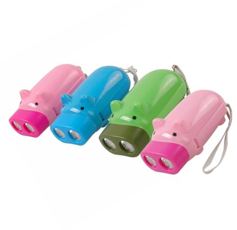 SEWOART Lampes Torches Portables à Manivelle Forme Cochon Lot de 4 en Plastique Rechargeables par Pression Manuelle Légères Présents Couleur Aléatoire pour Garçon et Filles