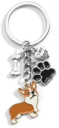Tranbath Niedlicher Schlüsselanhänger Hund aus Metall, Cartoon Haustier Anhänger für Taschen und Autos, Süßer Welpe Schlüsselanhänger als Geschenk für Hundebesitzer und Frauen