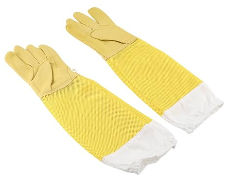 Imkerhandschuhe aus Leder, 2 Stück, robuste Imkerhandschuhe, Handschuh, lange Ärmel, Schutzhandschuh, geeignet für sichere Bienenstock-Inspektion, Vermeidung von Stichen und für Komfort