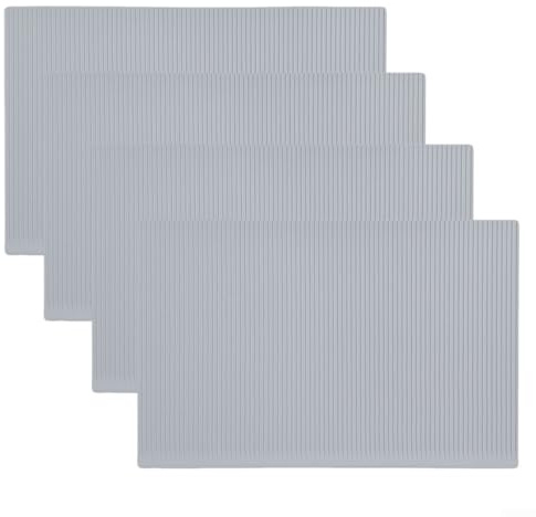 DAZZLEEX 4 Pcs Silicone Fridge Liners Refrigerator Partition Mat Waterproof Kitchen Cupboard Liner For Fridge Cabniet Drawer Book Shelves(Gray)