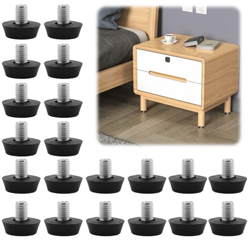 Vidsmow 20PCS M8 x 10mm Adjustable Furniture Leveling Feet with 22mm Base,Heavy Duty Threaded Glide Floor Protector for Table, Desk, Cabinet,Machine Leg Stability and Height Adjustment