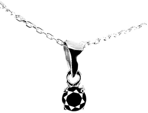 Silverhalsband naturlig svart diamant 0,30 ct