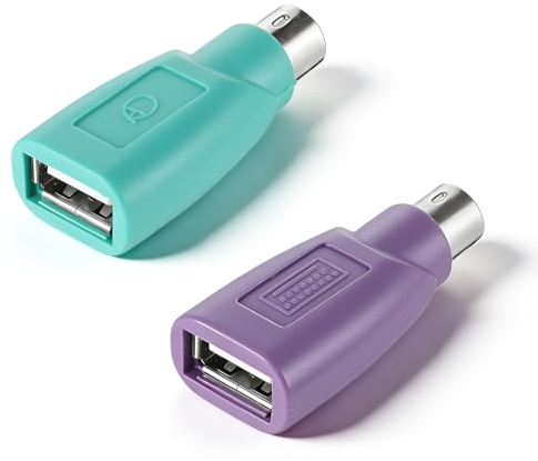 Xthrotsenk 2Stück PS2 USB Adapter Tastatur USB Zu PS2 Maus Adapter für Tastatur Maus Grün+Violett Retro Computer und PC