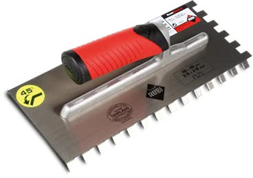 RUBI 75948 | Notched Trowel | Improves Adherence of The Mortar on to Work Surface | Lightweight and Resistant Aluminium Reinforcement | 45º Notched Trowel 11 (28 cm) 13/32X13/32 (10X10)