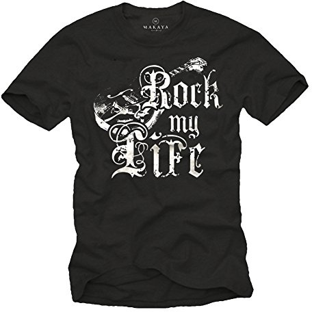 MAKAYA Vintage Band T-Shirt für Herren Rock My Life Gitarre Größe S-XXXXXL