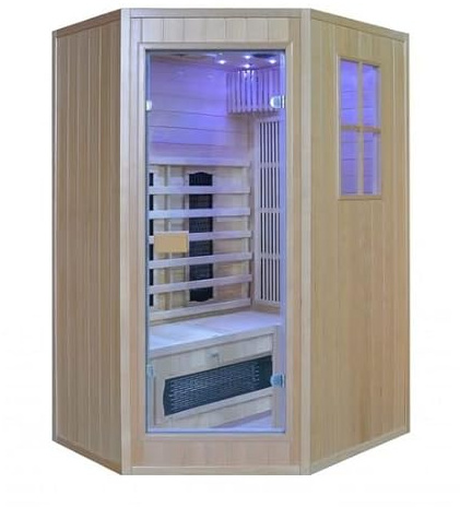 Bagno Italia Sauna de 125 x 110 cm biplaza infrarrojos y finlandesa combinada con 6 radiadores, cromoterapia, radio I11