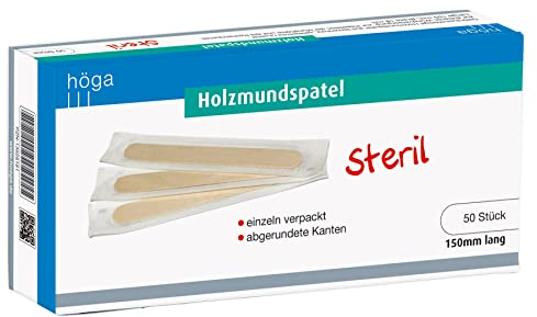 Höga trämunspatel, steril, 150 mm lång, 50 stycken