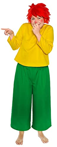 Maskworld - Pumuckl Kostüm für Erwachsene: Grüne Hose, Gelbes Hemd - Unisex, XL, Karnevalskostüm