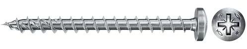 fischer - Vis à bois PowerFast II 4.5x35 Tête cylindrique bombée. empreinte PZ. zingué blanc. filetage total/Boite de 200