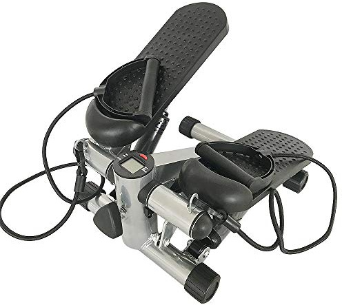 Flyelf Stepper avec Affichage LCD et Cordes Élastiques, Stepper d'appartement pour l'entraînement des Bras, Abdominaux, Jambes et Fessiers (Gris-Noir)