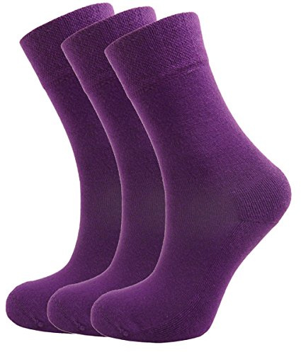 Green Bear Chaussettes couleur violet bambou - semelle coussinée - douce et antibactérienne - Lot de 3