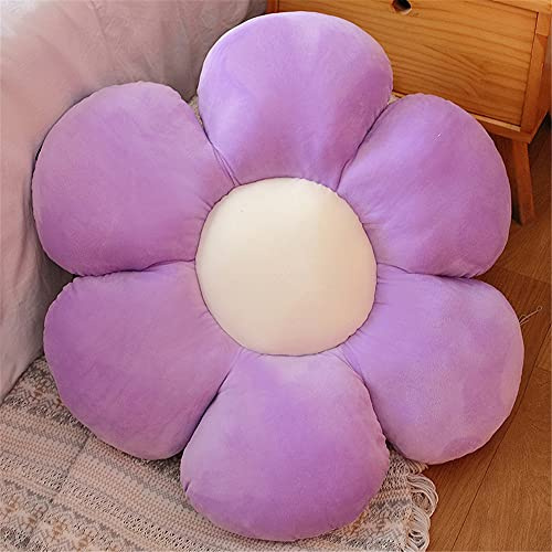 Morbuy Plüsch Kissen Blumenform Sitzkissen Stuhlkissen, Kopfkissen Sitzpolster Sofakissen Stuhl Kissen, Weiche Flauschige Verdickte Bodenkissen Kinderzimmer Dekor (50x50cm,Kristallsamt Lila)