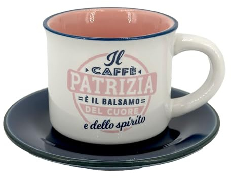 CLEARCO Tazzina da caffè in gres porcellanato personalizzata con piattino - Patrizia