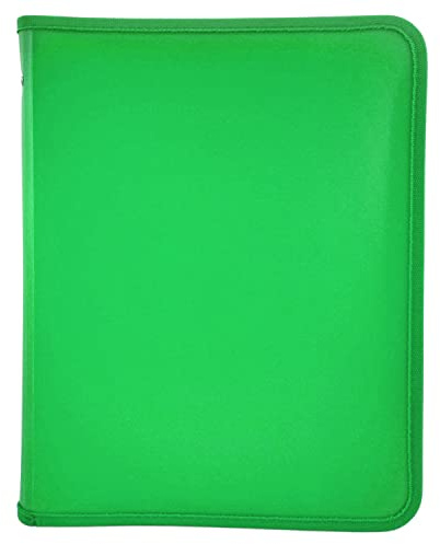 RAYLU PAPER - Cartella con zip in formato A4 con una varietà di colori e 3 cm di larghezza per documenti con una tasca interna (Verde)