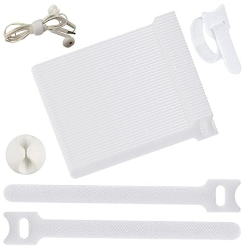 50Pcs Fascette Riutilizzabili Velcro per Organizzazione dei Cavi, Fascette Adesive Stringicavo per Casa e Ufficio, Bianco