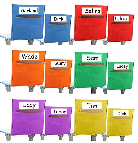 BlyeMichdi Sedia Buddy Tasca Portaoggetti, 12 Pezzi Schienale per Sedia Organizer Grafico, Tabella delle Tasche dello Schienale con 3 Tasche e Scomparto per Nome, Organizer per Sedile Posteriore