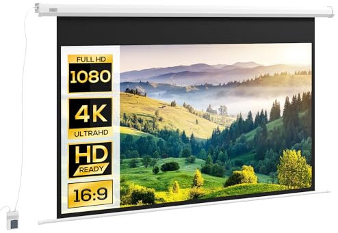 HOMCOM Pantalla Proyector 84 Pulgadas Pantalla de Proyección Portátil Formato 16:9 con Mando a Distancia para Interior y Exterior Cine en Casa Patio 186x105 cm Blanco